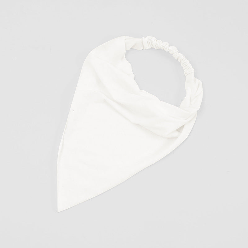 Women Solid Color Cotton Triangle Bandana Headband Minimalist Elastic Hair Wrap Headscarf Retro Boho Turban Hair Accessories