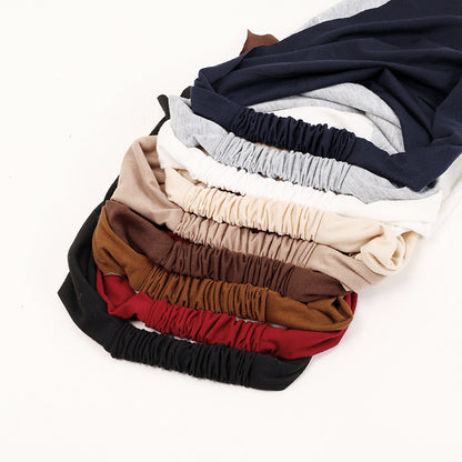 Women Solid Color Cotton Triangle Bandana Headband Minimalist Elastic Hair Wrap Headscarf Retro Boho Turban Hair Accessories