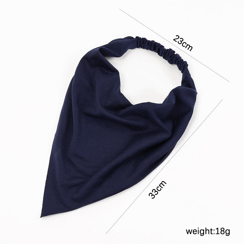 Women Solid Color Cotton Triangle Bandana Headband Minimalist Elastic Hair Wrap Headscarf Retro Boho Turban Hair Accessories
