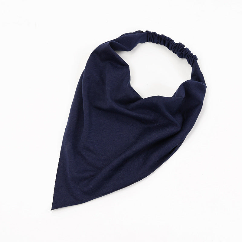 Women Solid Color Cotton Triangle Bandana Headband Minimalist Elastic Hair Wrap Headscarf Retro Boho Turban Hair Accessories
