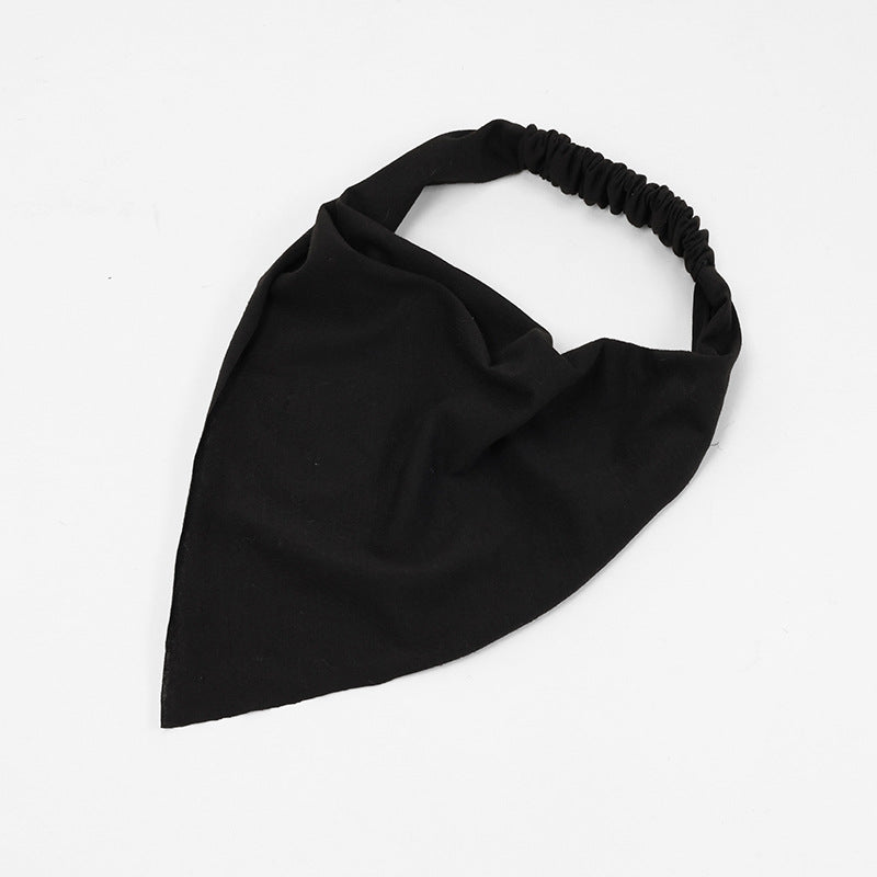 Women Solid Color Cotton Triangle Bandana Headband Minimalist Elastic Hair Wrap Headscarf Retro Boho Turban Hair Accessories