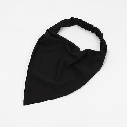 Women Solid Color Cotton Triangle Bandana Headband Minimalist Elastic Hair Wrap Headscarf Retro Boho Turban Hair Accessories