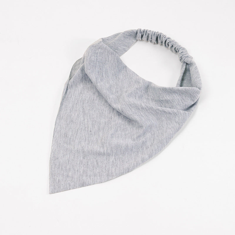 Women Solid Color Cotton Triangle Bandana Headband Minimalist Elastic Hair Wrap Headscarf Retro Boho Turban Hair Accessories