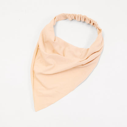 Women Solid Color Cotton Triangle Bandana Headband Minimalist Elastic Hair Wrap Headscarf Retro Boho Turban Hair Accessories