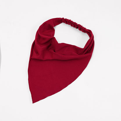 Women Solid Color Cotton Triangle Bandana Headband Minimalist Elastic Hair Wrap Headscarf Retro Boho Turban Hair Accessories
